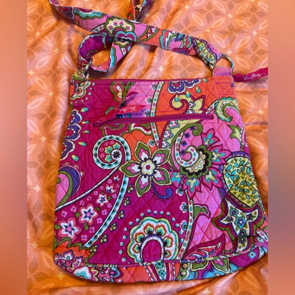 Vera Bradley Pink Multicolor Paisley Quilted Crossbody Bag